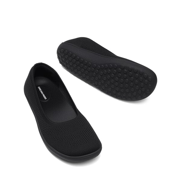 Women’s Wide-Toe Washable Knit Flats - BLACK - 3