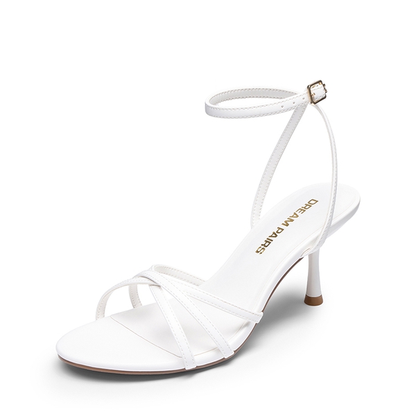 Women’s Crisscross-Strap Heeled Sandals - WHITE -  0