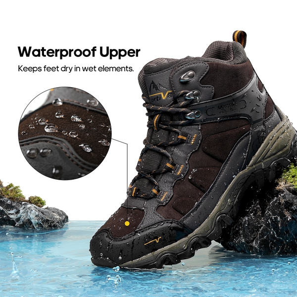 Men's Cap-Toe Suede Waterproof Hiking Boots - BROWN - 6