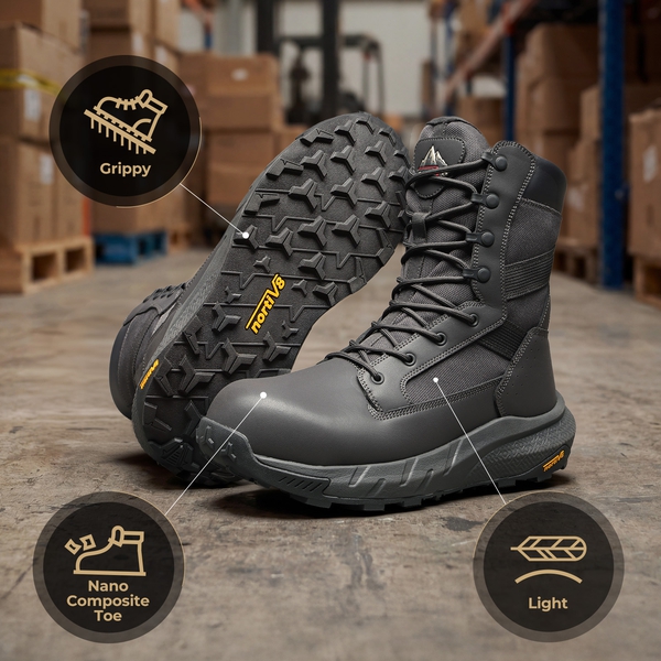 Men’s Nano Composite Toe Electrical Hazard Work Boots - GREY - 2