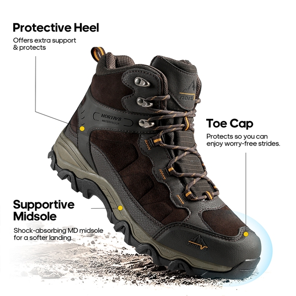 Men's Cap-Toe Suede Waterproof Hiking Boots - BROWN - 5