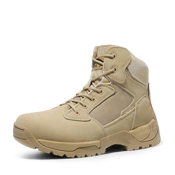 Men's Wide Slip-Resistant Tactical Work Boots - SAND -  0