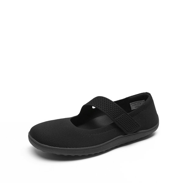 Ascenelle Women’s Wide-Sole Mary Jane Flats Knit Edition - BLACK - 3