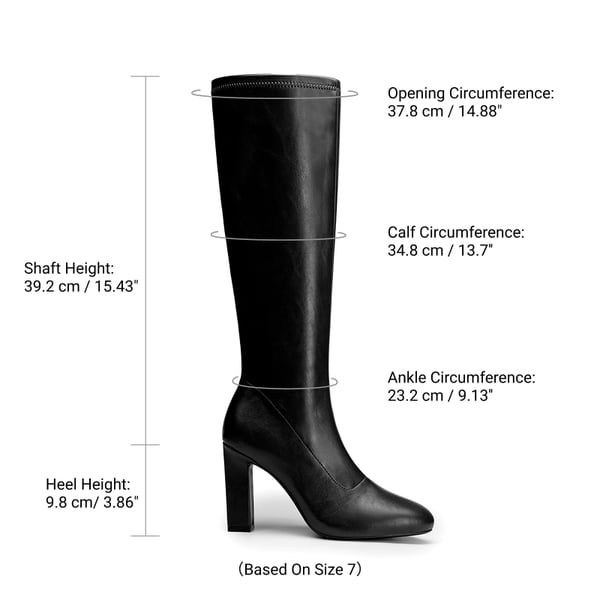 Women's Knee-High Block Heel Boots with Zipper - BLACK - 3