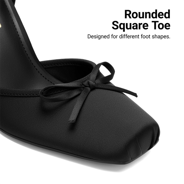 Women's Satin Lace-Up Ballet Heels - BLACK - 6