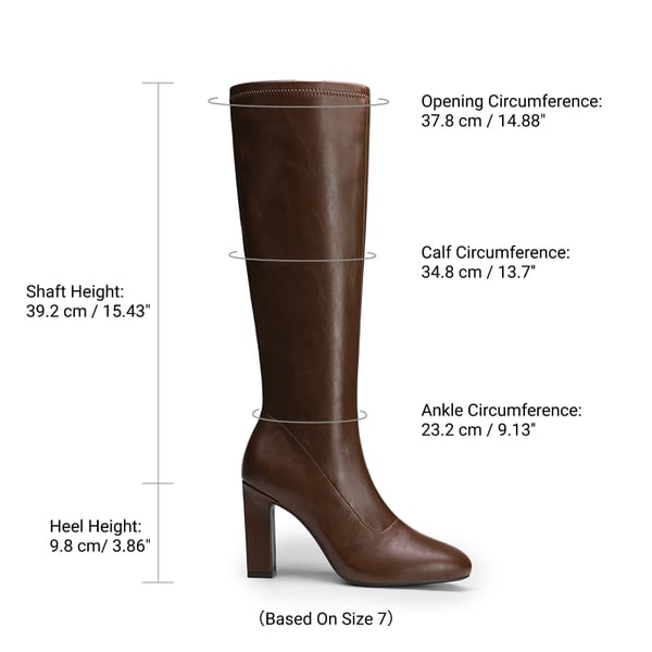 Women's Knee-High Block Heel Boots with Zipper - BROWN - 3