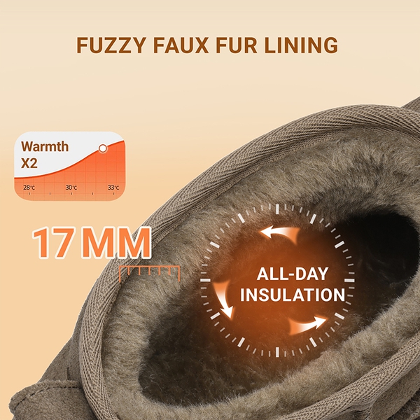 Women's Suede Faux Fur Lined Ankle Boots - TAUPE - 4
