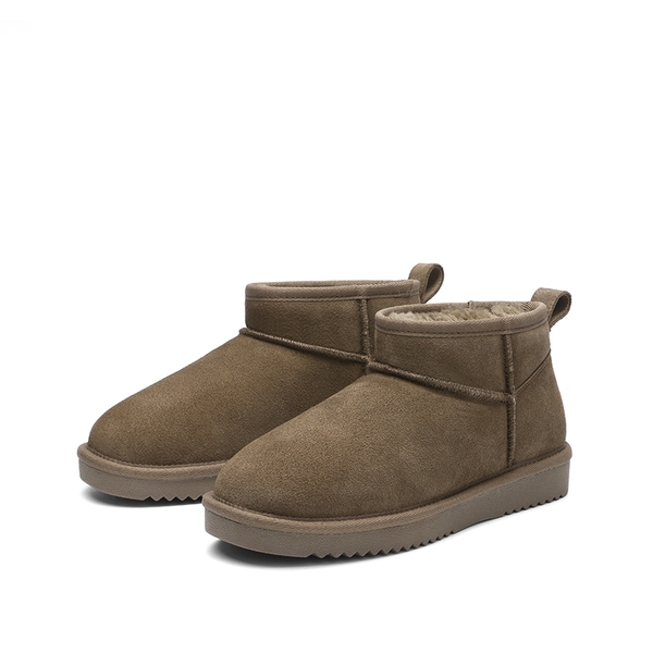 Women's Suede Faux Fur Lined Ankle Boots - TAUPE - 8