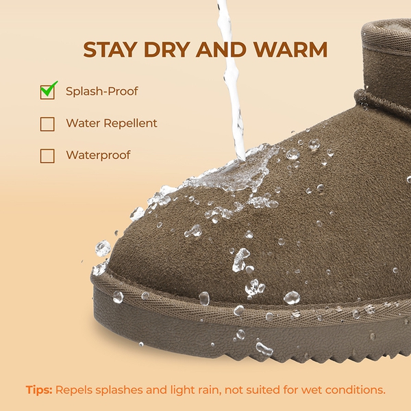 Women's Suede Faux Fur Lined Ankle Boots - TAUPE - 5