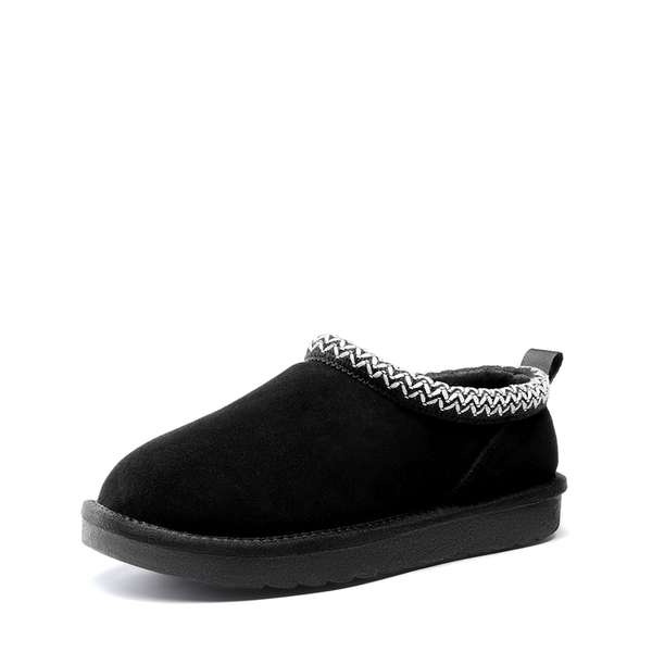 Women's Suede Fluffy Lined Slippers - BLACK -  0