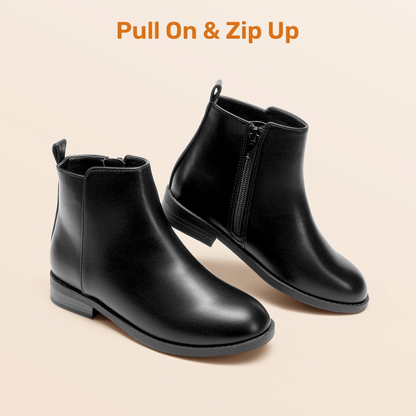 Girls' Low Heel Ankle Boots - BLACK - 2