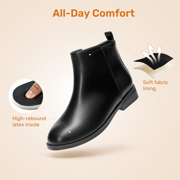 Girls' Low Heel Ankle Boots - BLACK - 3