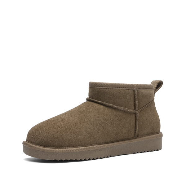 Women's Suede Faux Fur Lined Ankle Boots - TAUPE -  0