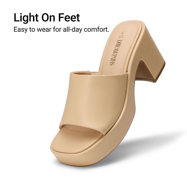 Slip On Chunky Platform Slide Sandals - NUDE-PU - 7