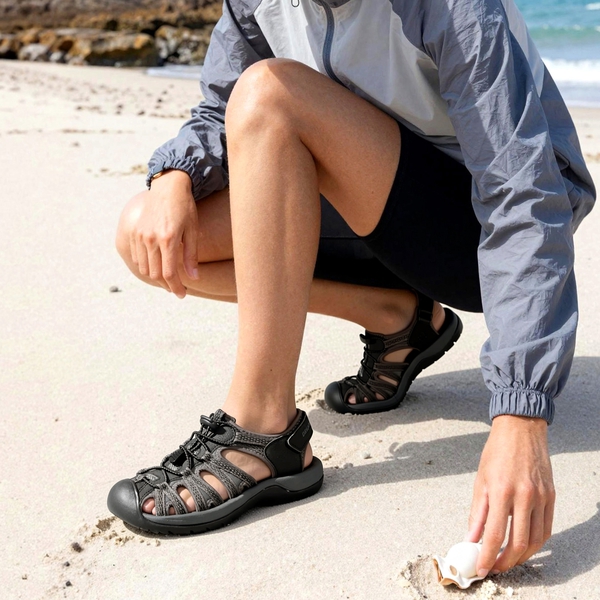 Quick Drying Closed-Toe Outdoor Women’s Athletic Sandals - BLACK DARK GREY - 2
