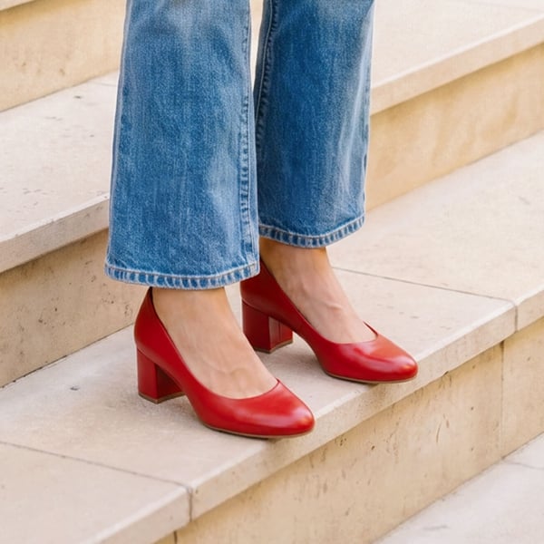 Ascenelle Non-slip Arch Support Cushioned Pumps - RED-PU - 2
