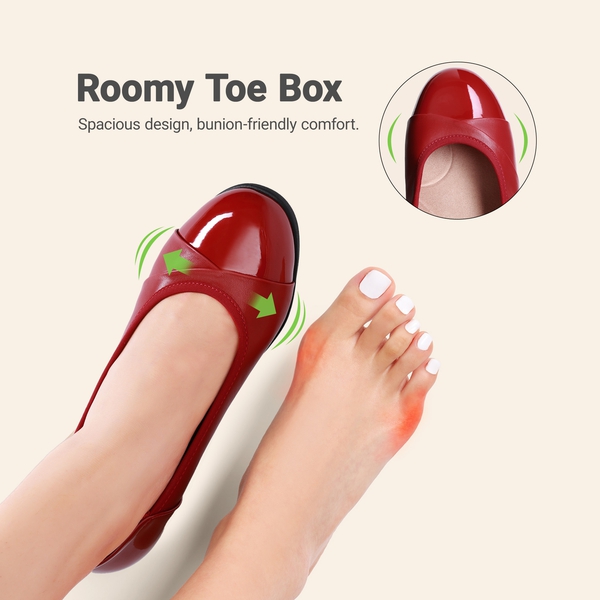 Ascenelle Comfortable Low-Heel Memory Foam Pumps - RED - 4