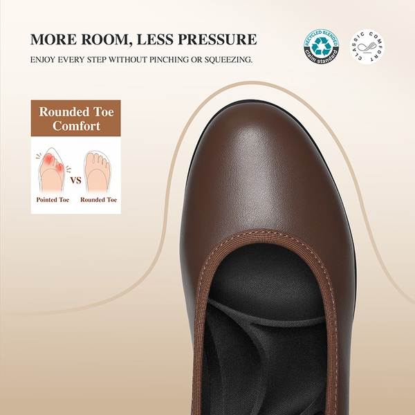 Ascenelle Chunky Low Block Heel Pumps - Edena - BROWN - 3