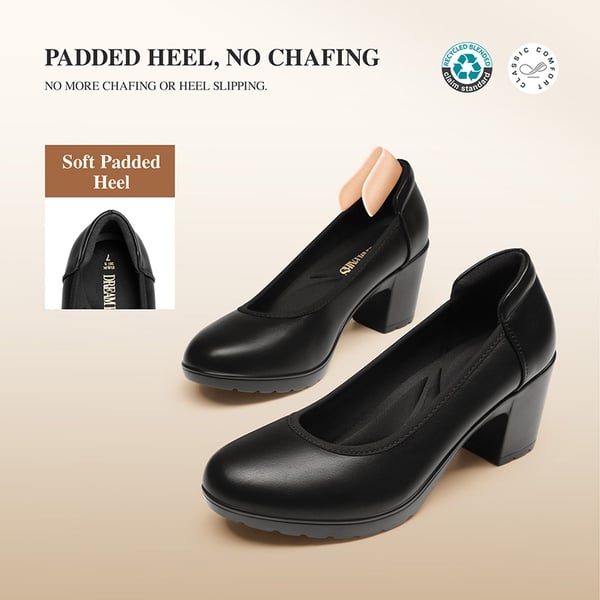 Ascenelle Chunky Low Block Heel Pumps - Edena - BLACK - 4