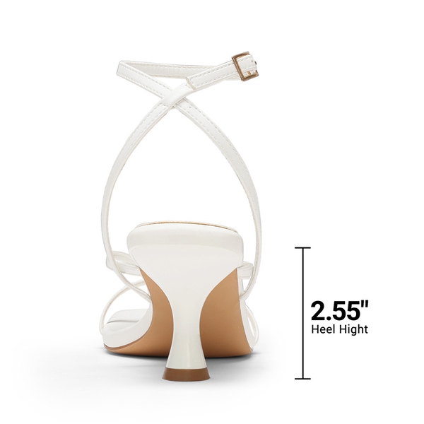 Dreamy Square Toe Strappy Kitten Heels - WHITE-PU - 4