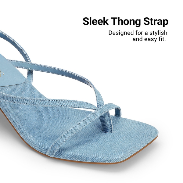Dreamy Square Toe Strappy Kitten Heels - DENIM BLUE - 3