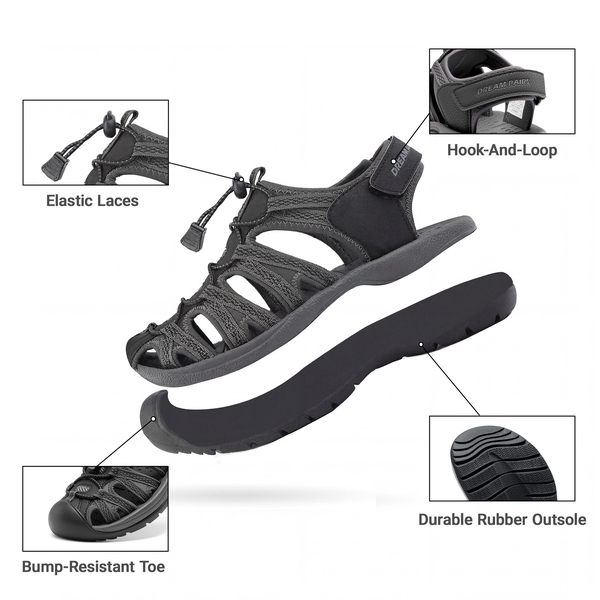 Quick Drying Closed-Toe Outdoor Women’s Athletic Sandals - BLACK DARK GREY - 3