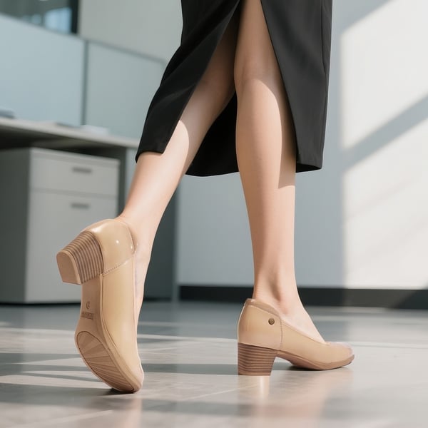 Ascenelle Comfortable Low-Heel Memory Foam Pumps - NUDE - 2