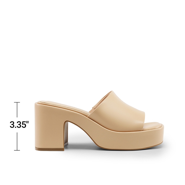 Slip On Chunky Platform Slide Sandals - NUDE-PU - 3