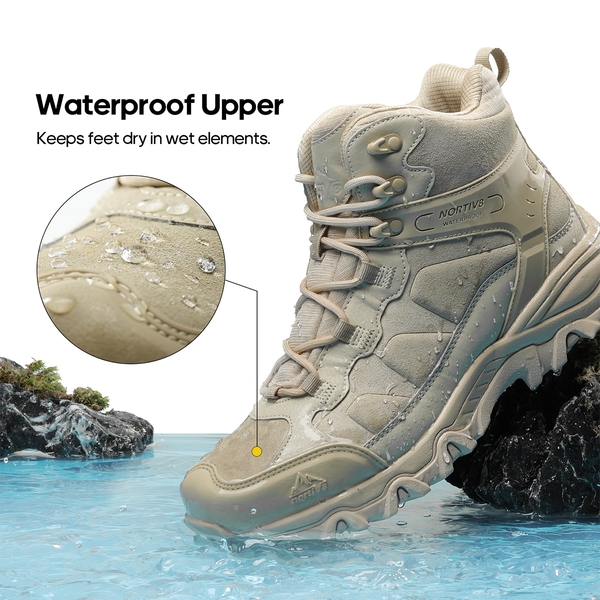 Men's Waterproof Hiking Boots - SAND - 6