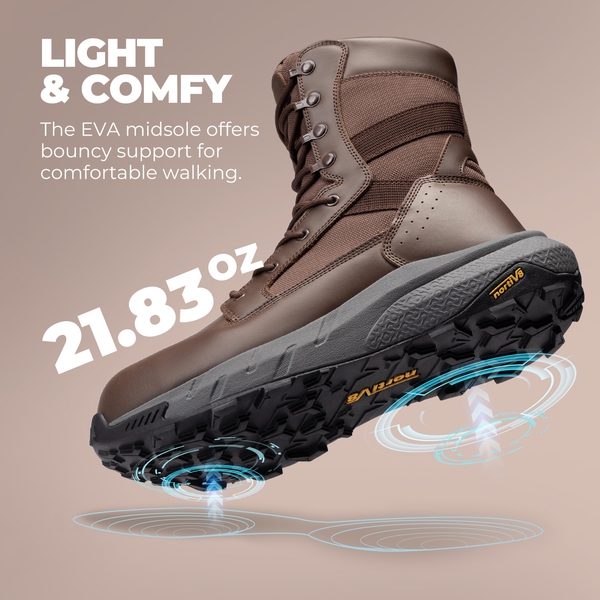 Men’s Nano Composite Toe Electrical Hazard Work Boots - DARK BROWN - 3
