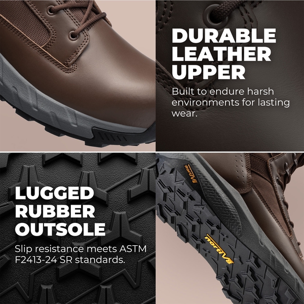 Men’s Nano Composite Toe Electrical Hazard Work Boots - DARK BROWN - 5