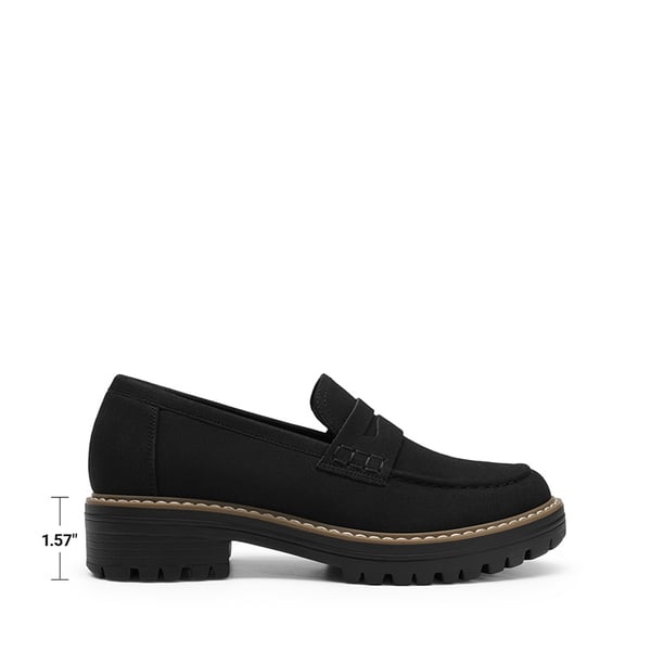 Women's Cushioned Slip-On Platform Loafers - BLACK - 4
