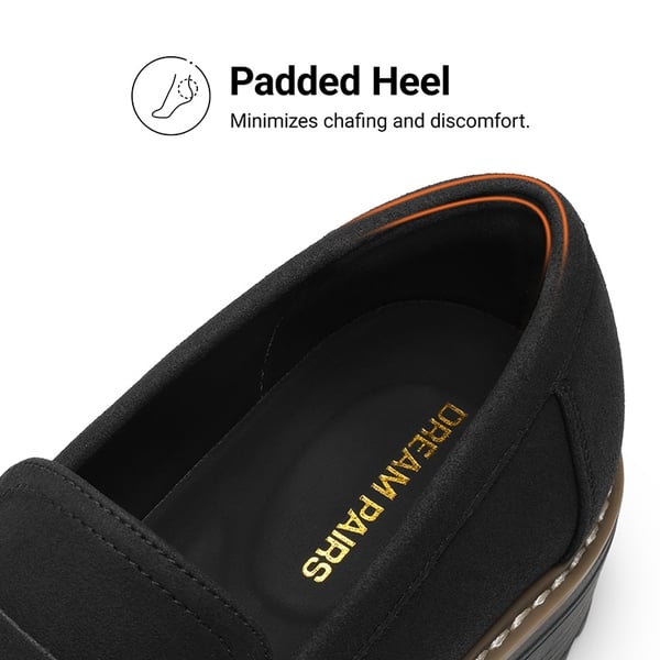 Women's Cushioned Slip-On Platform Loafers - BLACK - 5