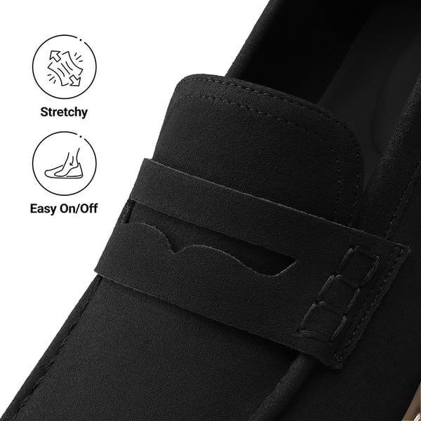 Women's Cushioned Slip-On Platform Loafers - BLACK - 6
