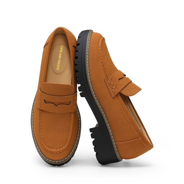 Women's Cushioned Slip-On Platform Loafers - BROWN - 3