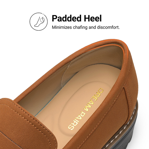 Women's Cushioned Slip-On Platform Loafers - BROWN - 5