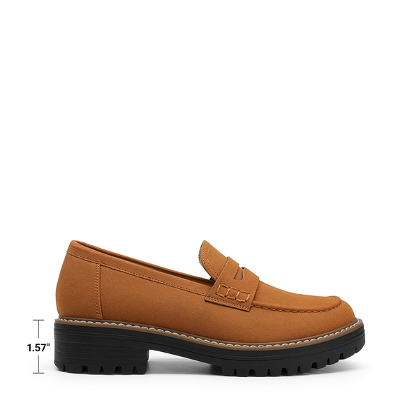 Women's Cushioned Slip-On Platform Loafers - BROWN - 4