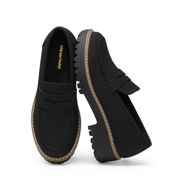 Women's Cushioned Slip-On Platform Loafers - BLACK - 3