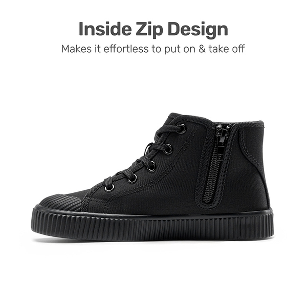 Kids' High Top Canvas Sneakers - BLACK - 2