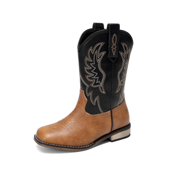 Kids' Western Cowboy Boots - BLACK/TAN -  0