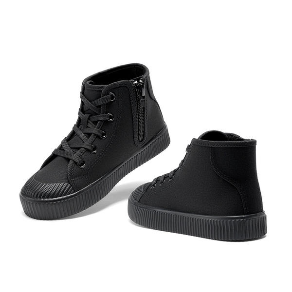 Kids' High Top Canvas Sneakers - BLACK - 5