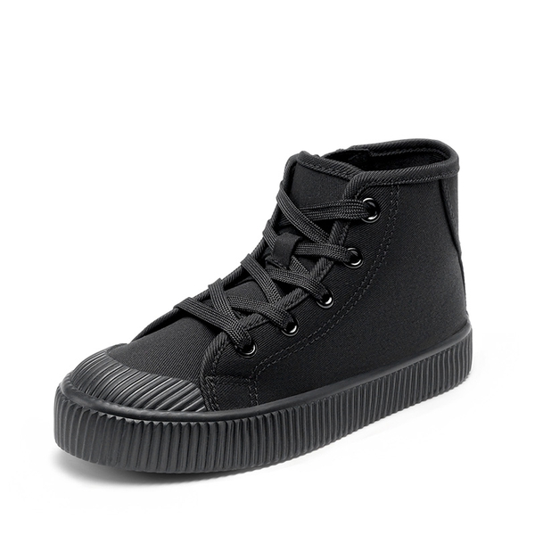 Kids' High Top Canvas Sneakers - BLACK -  0