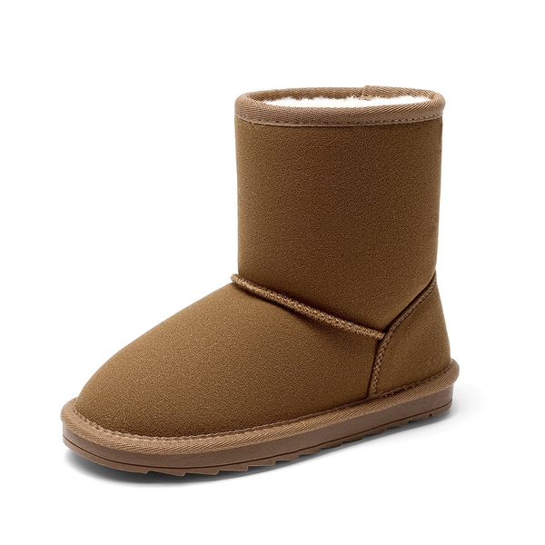 Kids' Wide Fit Round Toe Winter Fuzzy Booties - CAMEL -  0