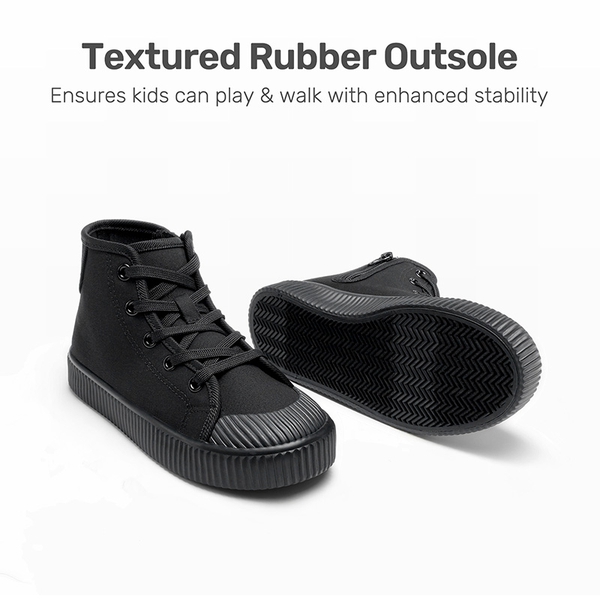 Kids' High Top Canvas Sneakers - BLACK - 3