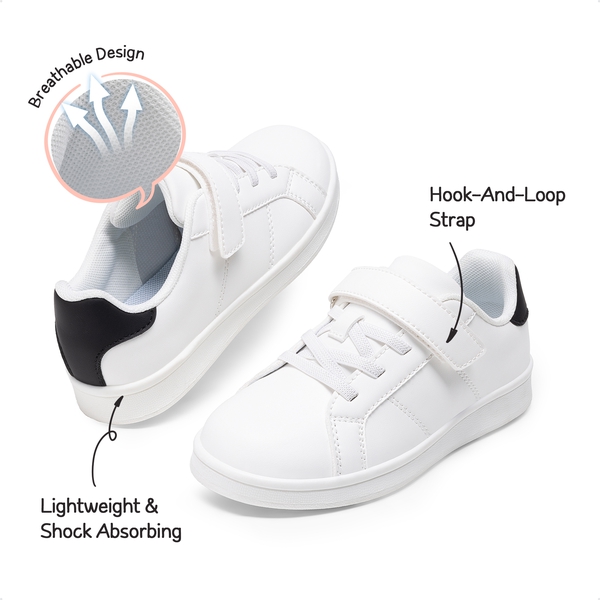 Kids' Shiny Star Patent Vegan Leather Sneakers - WHITE/BLACK - 1