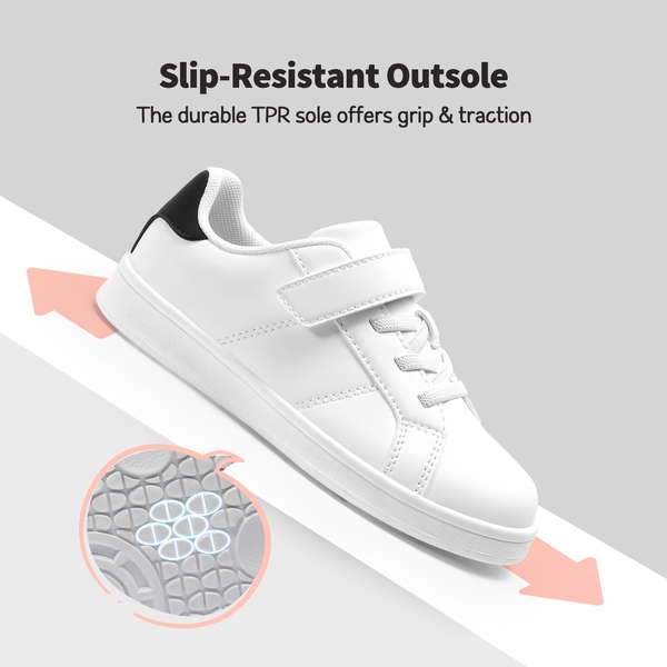 Kids' Shiny Star Patent Vegan Leather Sneakers - WHITE/BLACK - 4