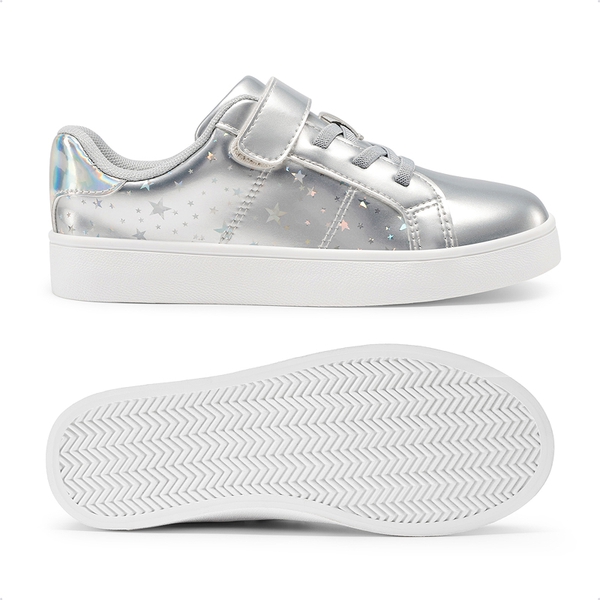 Kids' Shiny Star Patent Vegan Leather Sneakers - ANTIQUE SILVER - 2