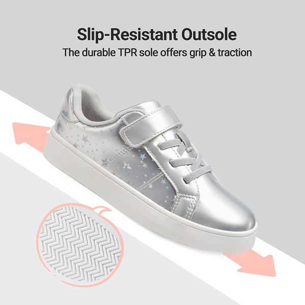 Kids' Shiny Star Patent Vegan Leather Sneakers - ANTIQUE SILVER - 4