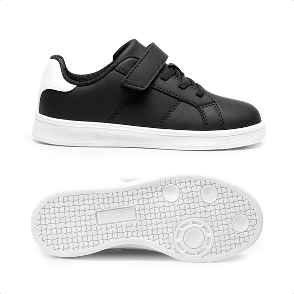 Kids' Shiny Star Patent Vegan Leather Sneakers - BLACK/WHITE - 2