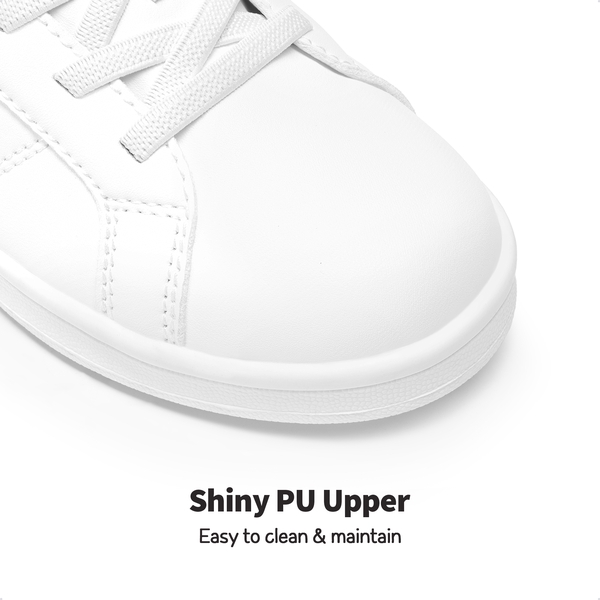 Kids' Shiny Star Patent Vegan Leather Sneakers - WHITE/BLACK - 3